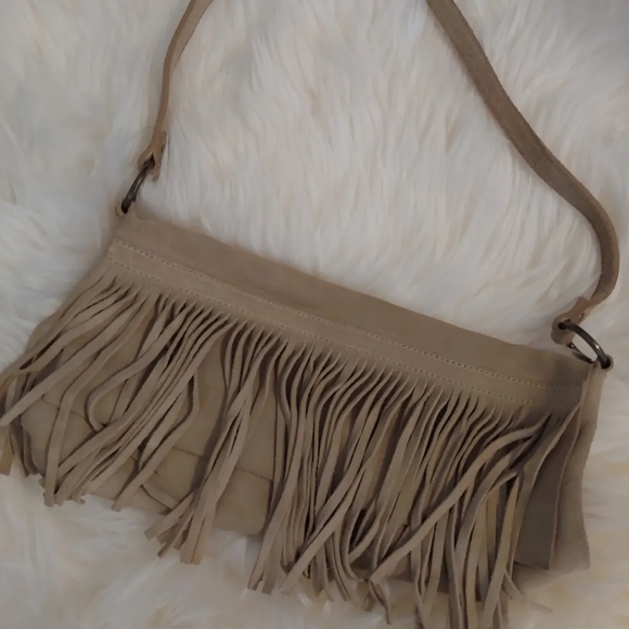 Boho Leather Fringe Purse - Picture 1 of 3